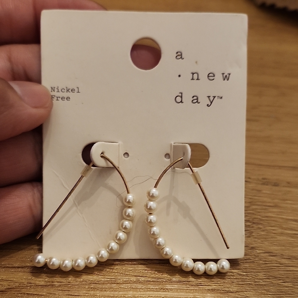 Brand NEW A New Day Half Circle Pearl Earrings